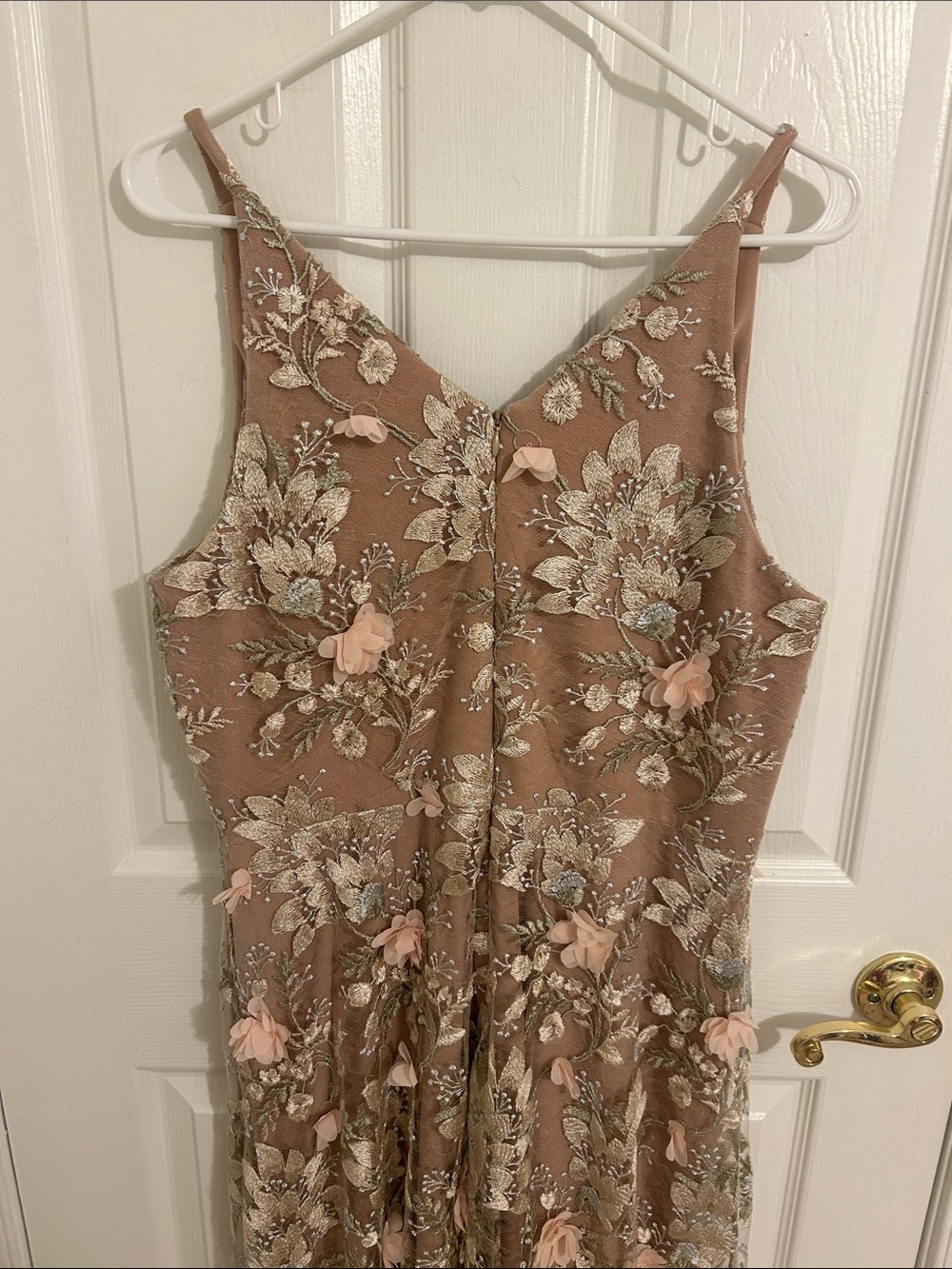 Dress The Population Sidney 3D Floral Appliqué Maxi Gown Pink Rose New Size XXL - Picture 12 of 16
